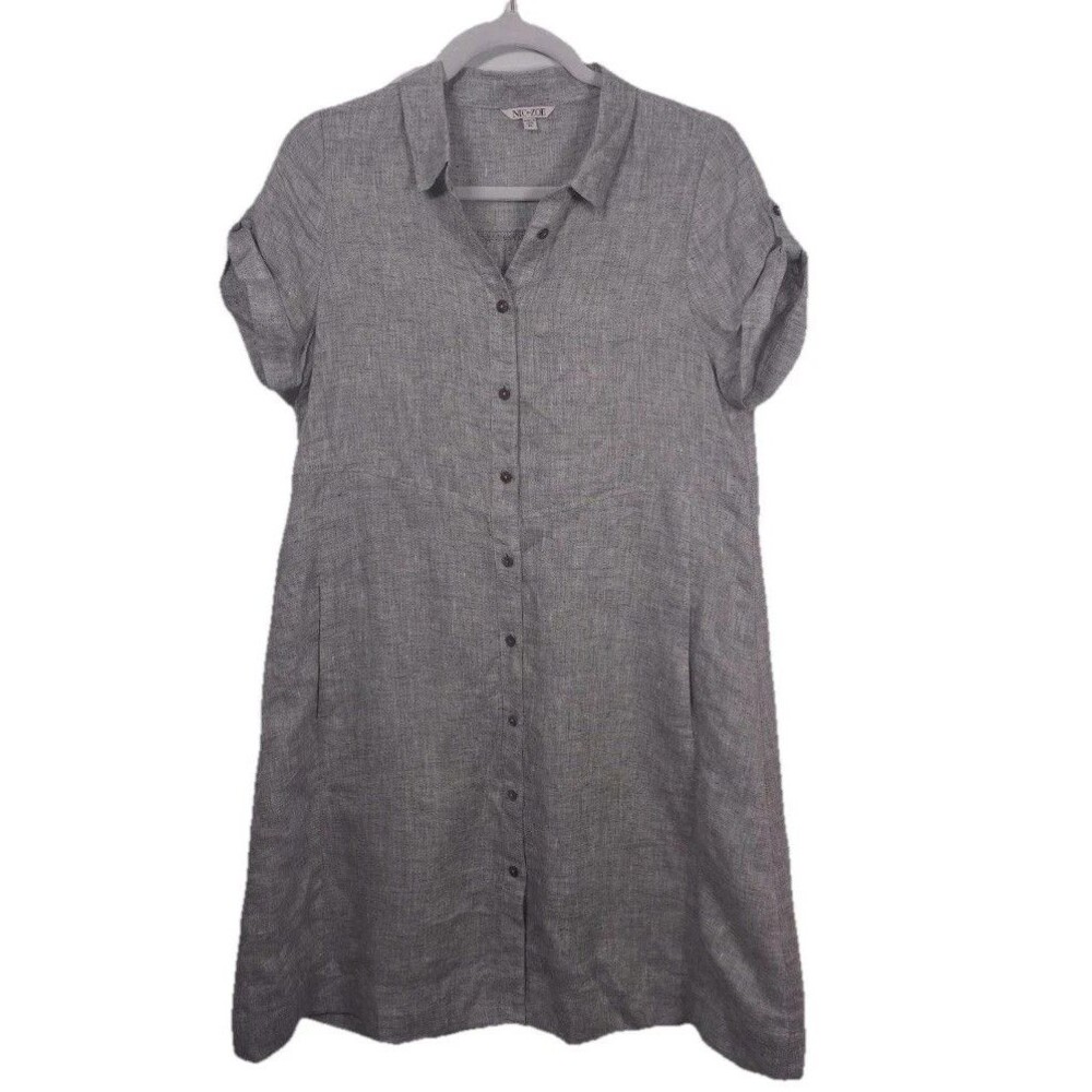 Nic+Zoe Drifty Linen Shirt Dress Size M Light Summer Casual Vacation Boat Simple